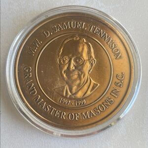 Masonic Commemorative Coin with Portrait ca. 1999 Samuel Tennyson Grand Master